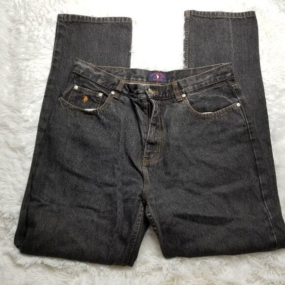 Vintage US Polo Assoc Black Jeans Women Size 13/14 100% Cotton 5 Pocket - Picture 1 of 4